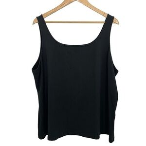 Talbots Basic Tank Top Womens 3X Black Sleeveless Wide Strap Cami Stretch EUC
